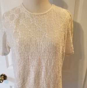 Womens light cream lace M shell top